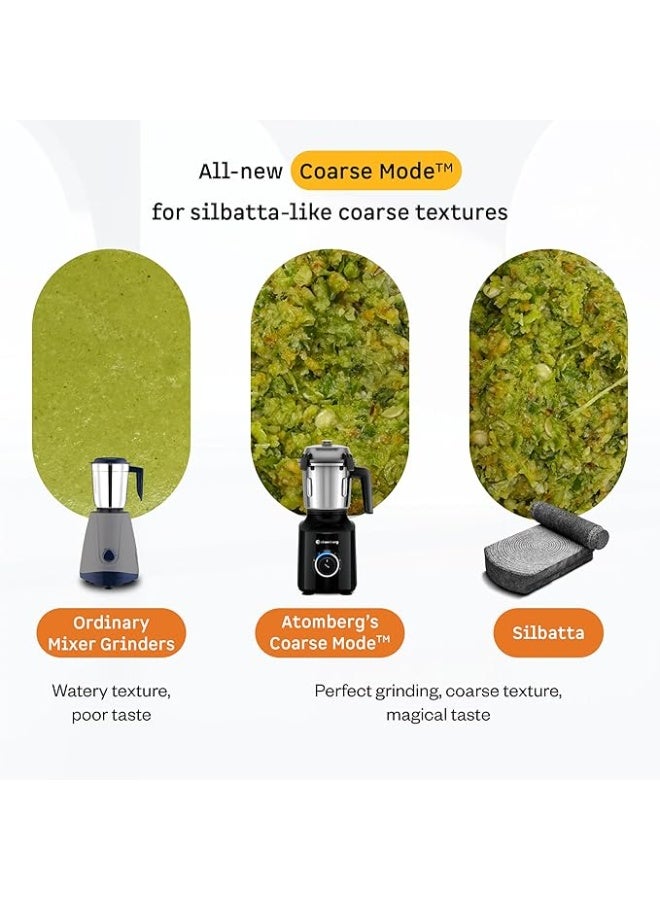 atomberg خلاط ومطحنة أتومبيرج زينوفا | وضع طحن خشن فريد للحصول على قوام يشبه عجينة السيلباتا | محرك BLDC ذكي | ميزات أمان | 4 أوعية بما في ذلك وعاء التقطيع | تشغيل بدون استخدام اليدين (أسود) - Image 5